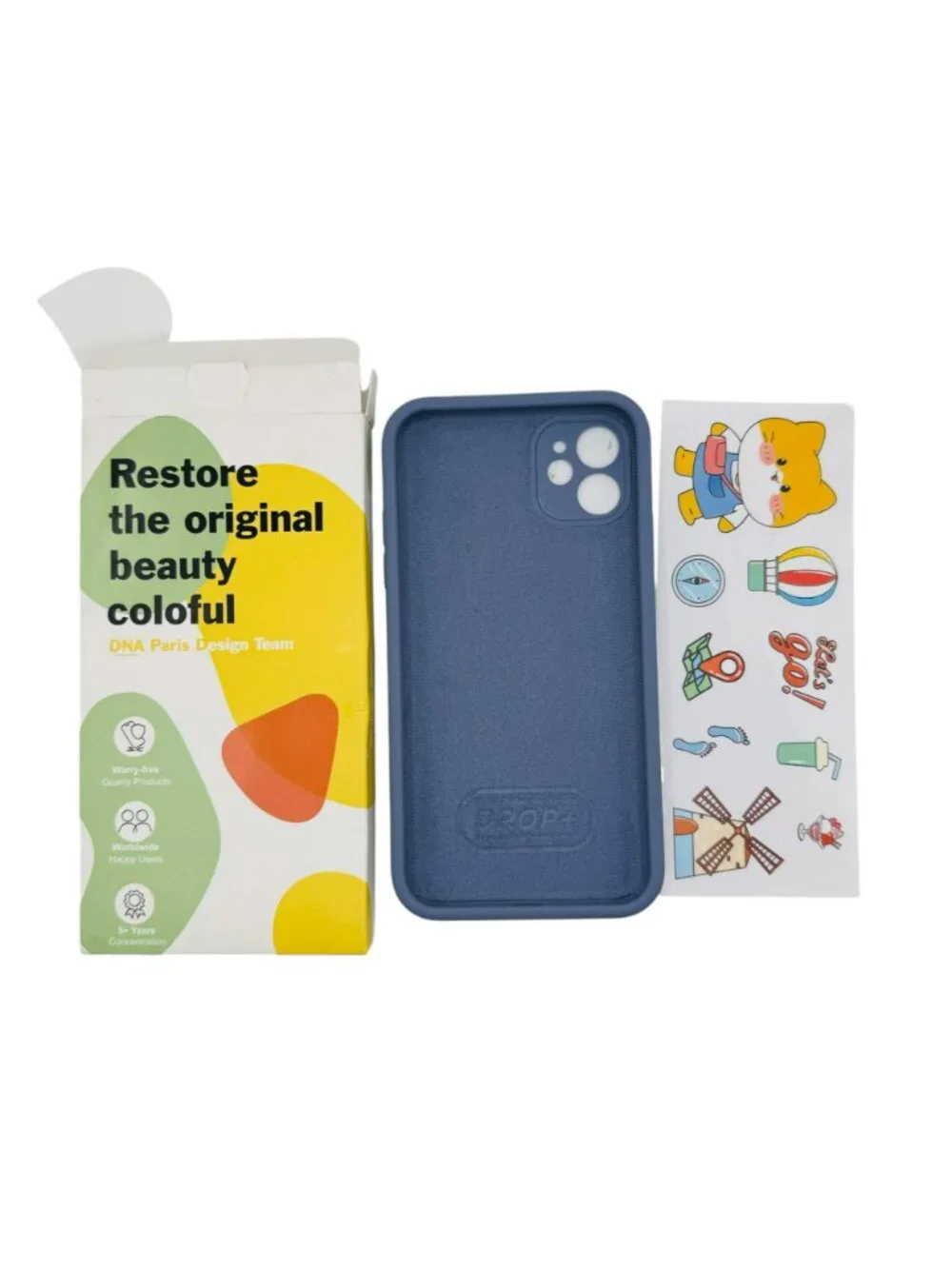 DNA Paris iPhone 12/12 Pro Blue Silicone Case With Cute Sticker Set